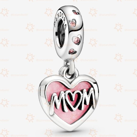 Pandora Mum Sterling Silver Dangle β Pink CZ & Shaded Enamel - Picture 1 of 6